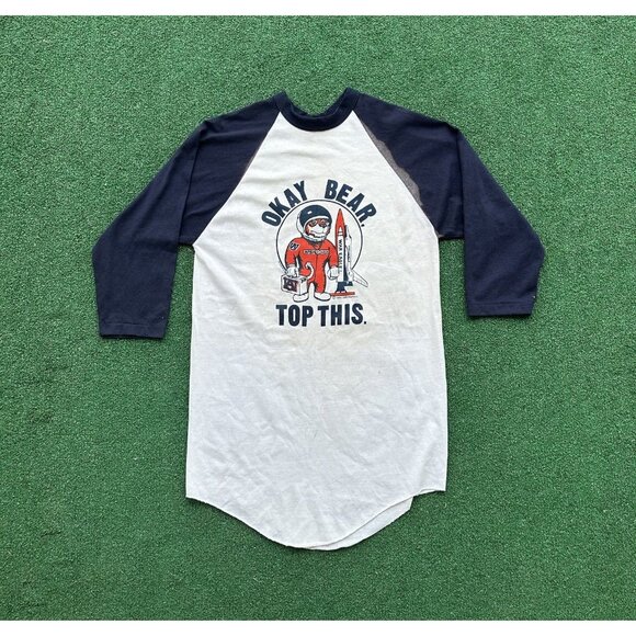 Vtg 1982 Auburn Tigers NASA Shuttle Columbia OKAY BEAR TOP THIS Shirt Sz L 42-44